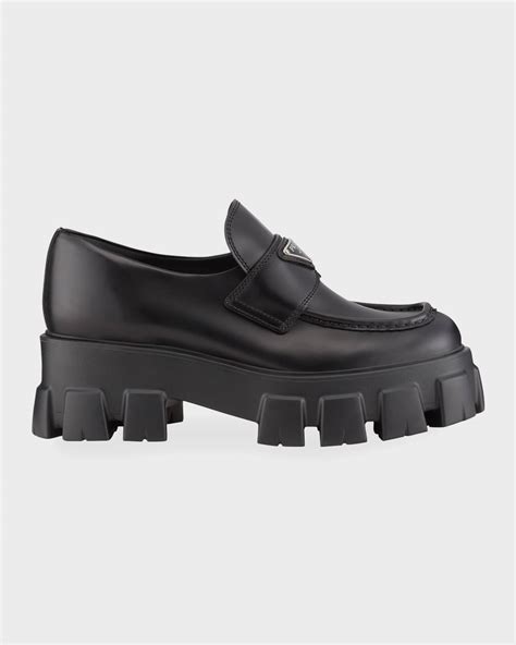 prada monolith leather platform loafers|prada monolith loafers women's.